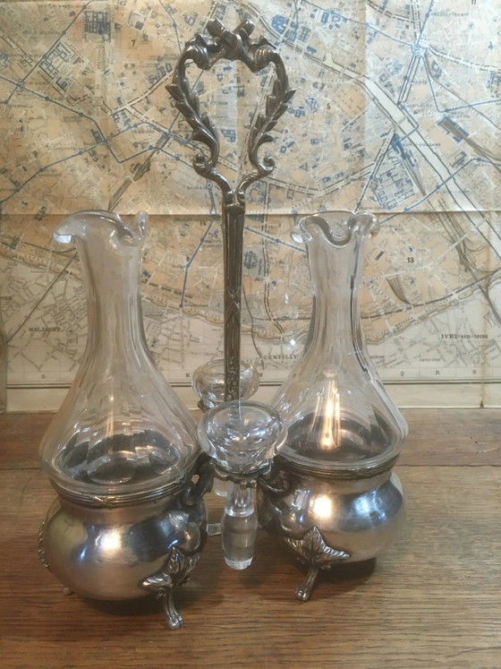 Set olio e aceto in argento e cristallo – Accessori da tavola, Crystal, Silver, Vintage (photo 2 of 11)