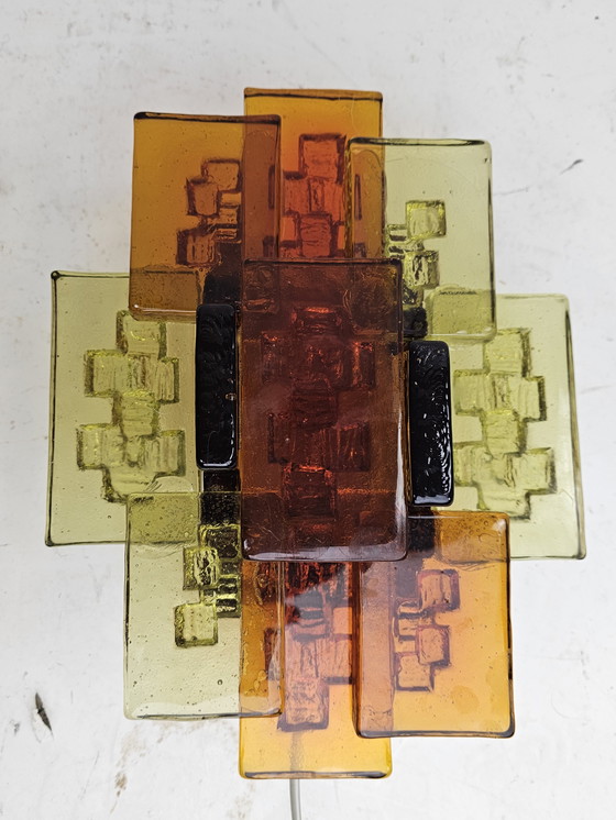 Image 1 of Conjunto de lámparas de pared de cristal ámbar Holm Sorensen Dinamarca