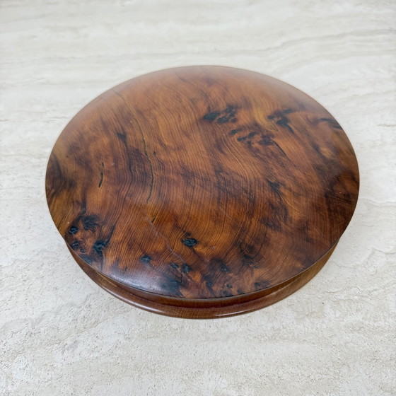 Image 1 of Boîte à bijoux ancienne en bois de ronce avec couvercle