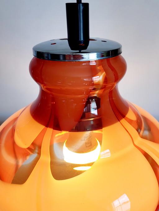 Lampe suspendue vintage en verre de Murano, Carlo Nason, Italie, années 1960