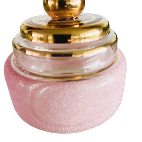 Image 1 of Artdeco polvera de cristal rosa azucarado joyero años 50