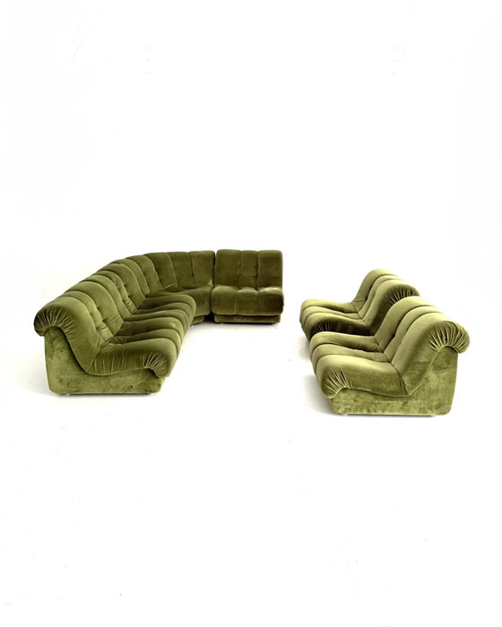 Divano modulare vintage con elementi in velluto, Italia anni '80 – Divani modulari, Wood, Textile (photo 13 of 15)