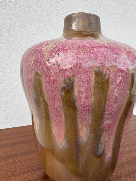 Image 1 of Vaso in gres smaltato rosa Art Déco