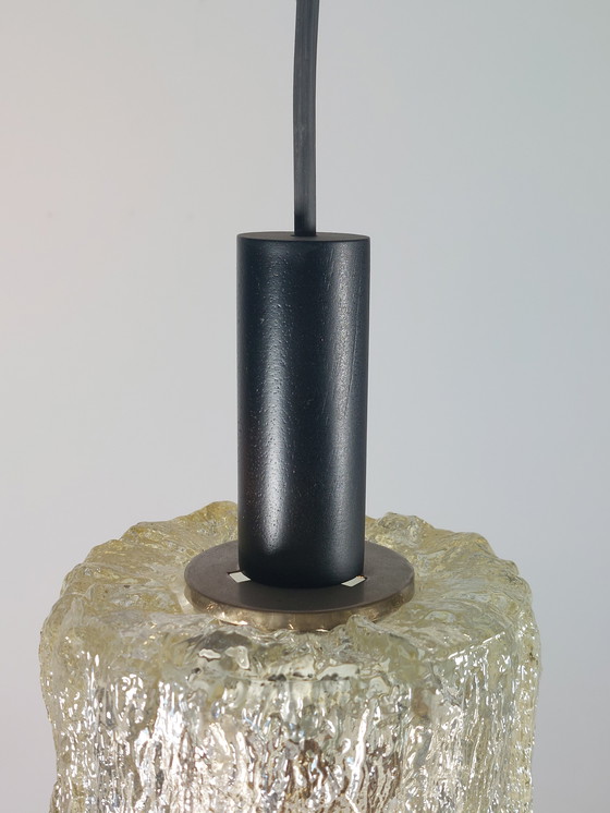 Image 1 of Mid Century Vintage Ice Glass Lamp Pendant Lamp 60s