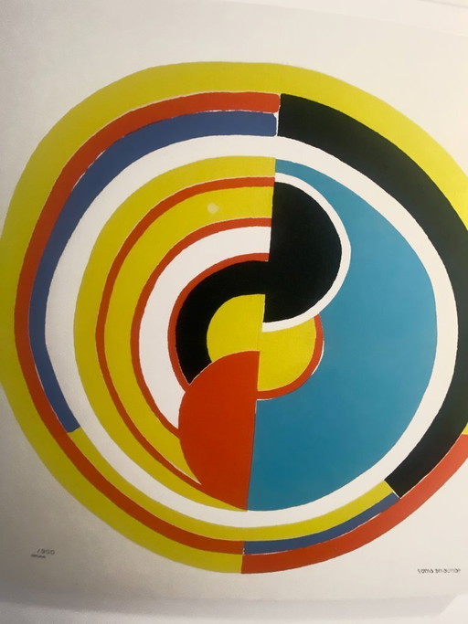 Sonia Delaunay  Grande sérigraphie sur toile sur chassis  Édition artcurial 1980