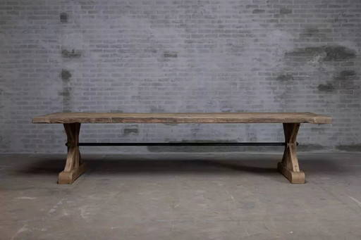 Farmhouse Table in Antique Solid Oak, Star Legs - 300 cm