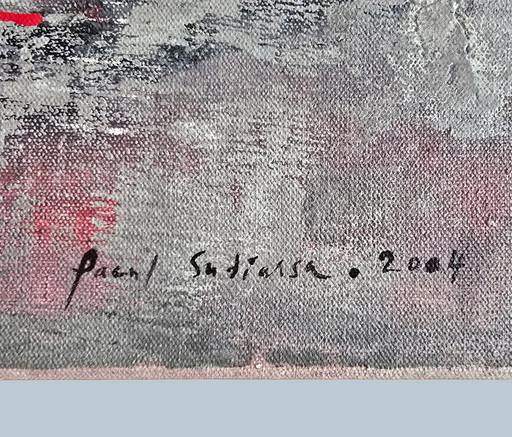 Abstract painting, Bali, 80x80cm, Signed, 2004
