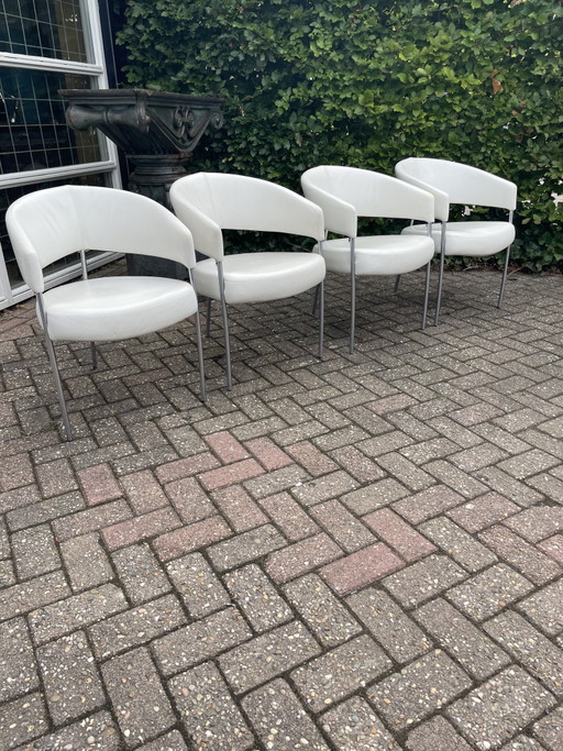4 Gelderland eetkamerstoelen, Castelijn – Leather, Metal