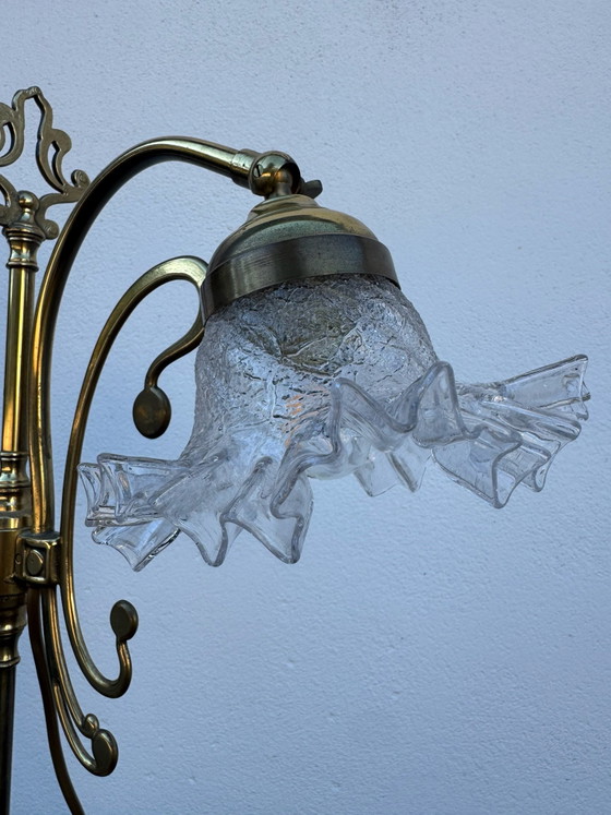 Lampada a collo di cigno in ottone Art Nouveau – Lampade da tavolo, Vetro (photo 6 of 15)