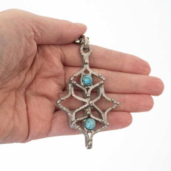 Image 1 of Necklace with large pendant, Brutalist, South Western style