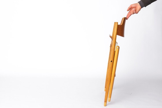 Image 1 of Set van 6 Egon Eiermann SE18 opvouwbare stoelen – Wilde + Spieth, jaren 50, vintage stoelen van teakhout en beukenhout