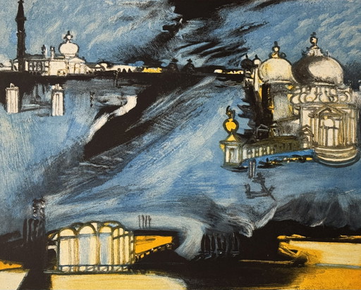 Remo Brindisi, aquatint engraving, 60x80cm, Venice, modern art