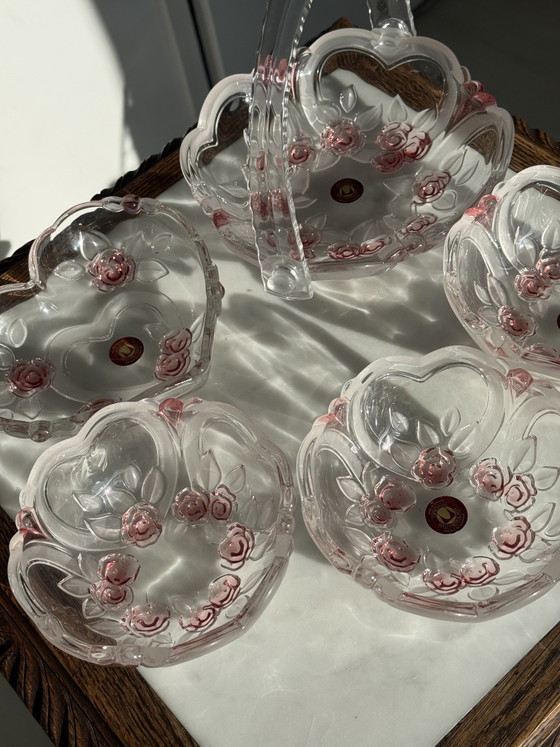 5 x Servizio da tavola/da portata vintage in vetro Walther con rose – Walther glas, Stoviglie, Glass (photo 12 of 16)