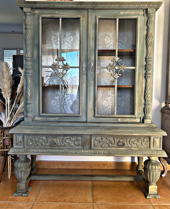 Image 1 of 🌿 Vetrina antica patinata – stile neorinascimentale / casa ricca di carattere