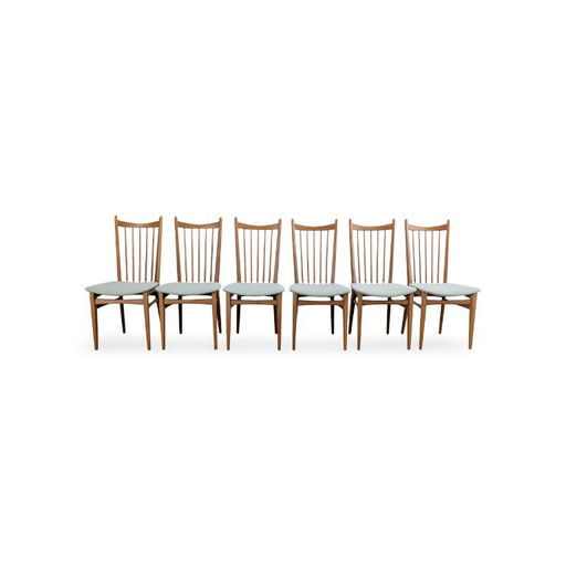 Lot de 6 chaises de salle à manger vintage Bähre Mignon nouvellement tapissées mcm