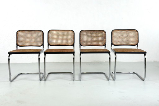 Juego de 4 sillas Cesca diseñadas por Marcel Breuer para Gavina - década de 1960