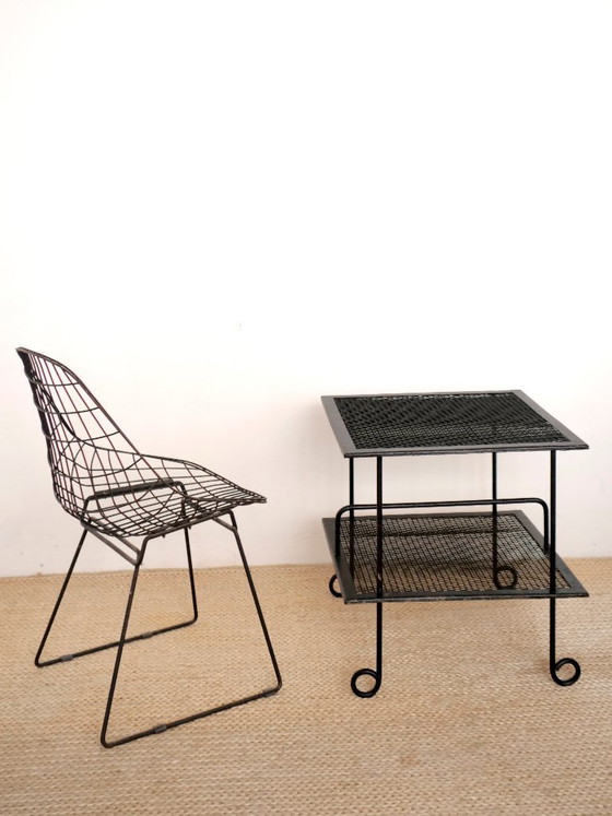 Image 1 of tavolino laterale vintage in metallo perforato