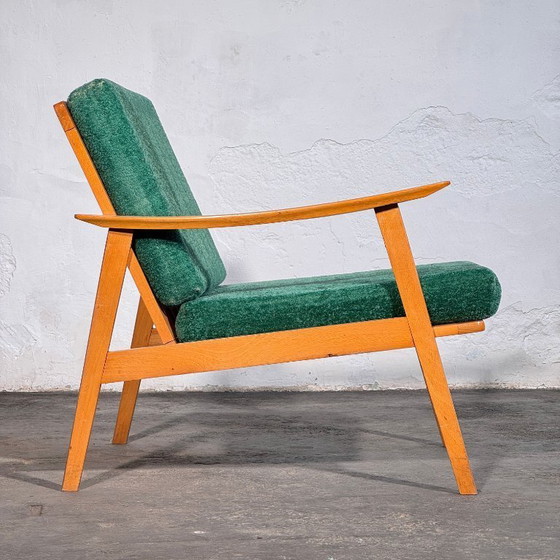 Image 1 of Groene spijlenfauteuil uit het midden van de 20e eeuw, jaren 60