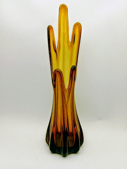 Vintage French Amber Glass Vase