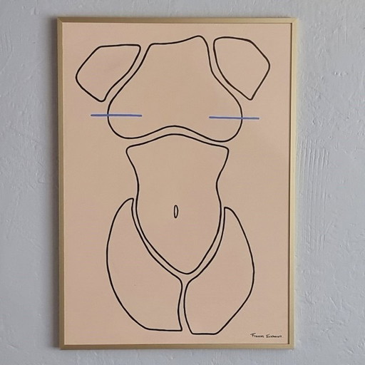 Frances Eckhardt - A2 size frame with artwork hand-painted figurative body modern art