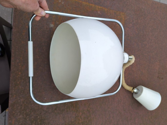 Image 1 of Retro Metal Pendant Lamp White and Chrome
