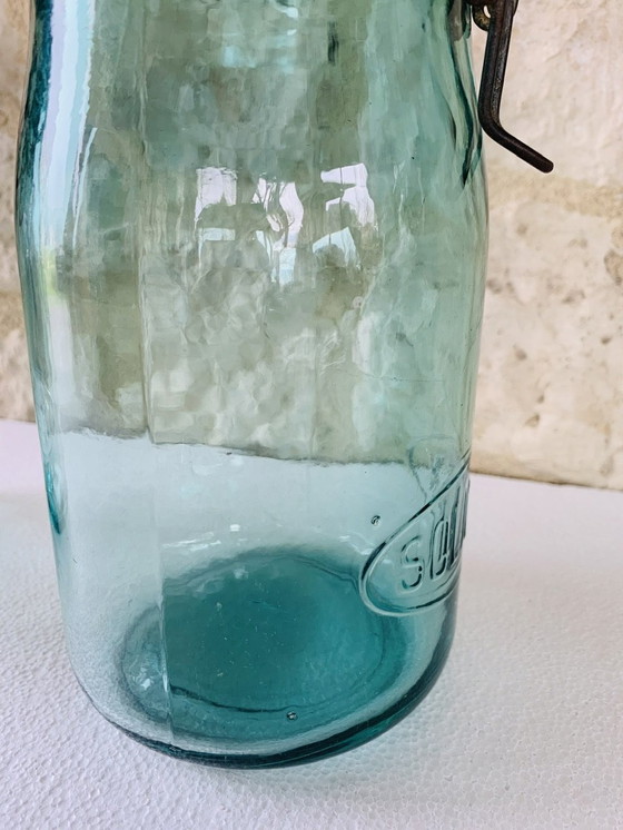Image 1 of Pots en verre turquoise de Solidex, 1940s, ensemble de deux.