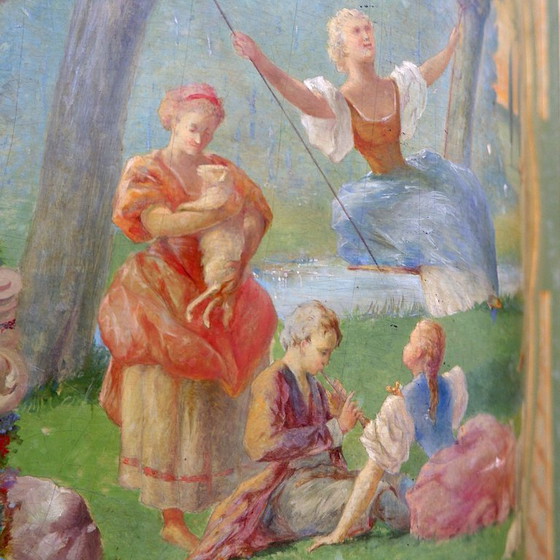 Image 1 of Venetian Baroque Arched Cabinet with Pastoral Decoration - Circa 1900