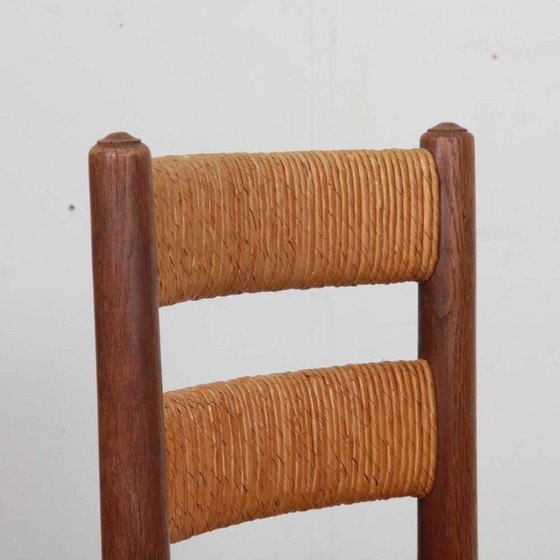 Image 1 of Set of 4 straw-seated wooden chairs, French work, 1950