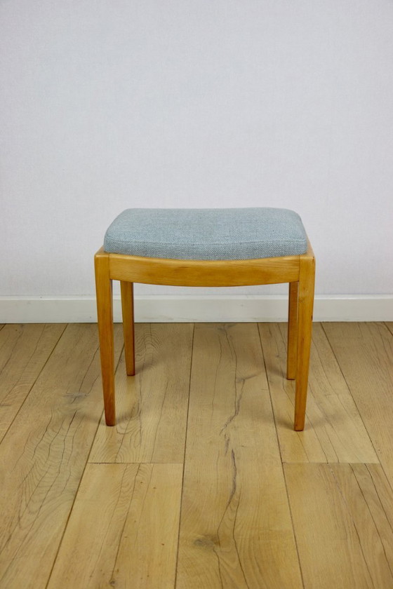 Image 1 of Taburete asiento tela natural azul claro Art Deco - 2 piezas disponibles