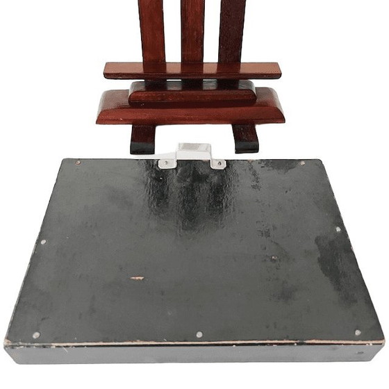 Image 1 of Vintage bos landschap olieverf schilderijtje op standaard gesigneerd 1960's