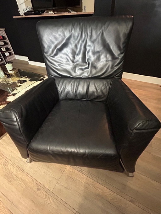 Rolf Benz 322 armchair - black leather