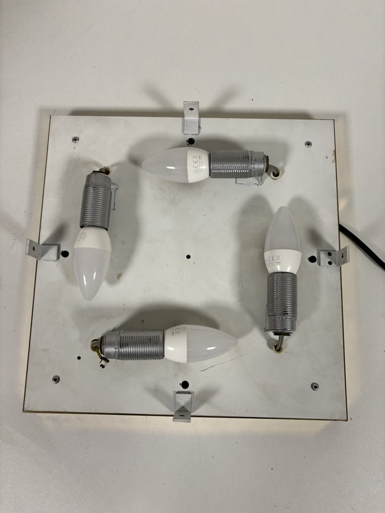 Image 1 of Vintage Hillebrand Ijsglas Plafonnière ijsglas / bubbel textuur (pelle di coccodrillo)