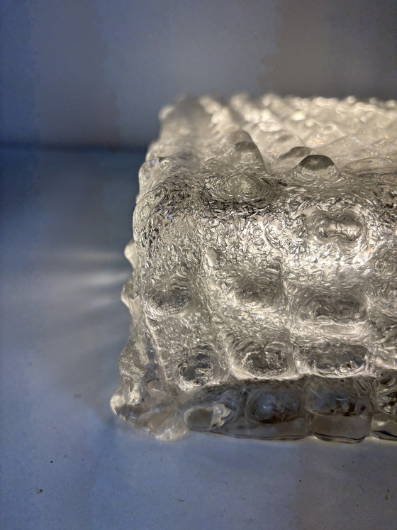 Image 1 of Vintage Hillebrand Ijsglas Plafonnière ijsglas / bubbel textuur (pelle di coccodrillo)