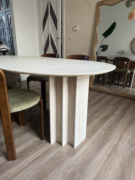 Travertine dining table
