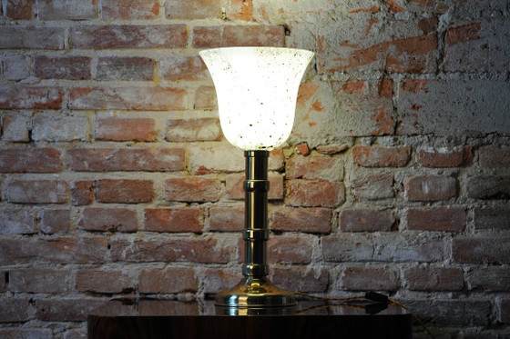 Restored Art Deco Table Lamp, Brass, Glass, New Electrification, Czech, 1940s (photo 6 of 8)