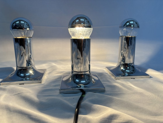 Set of 3 Vintage "Tube" Lamps Rolf Krüger Staff Leuchten – Wall lights, Chrome (photo 3 of 8)