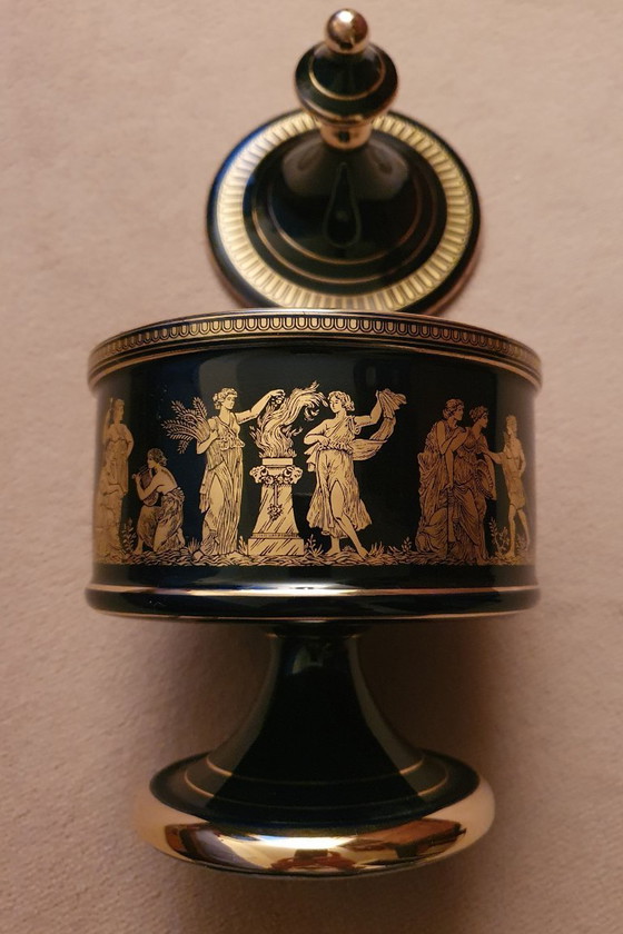 Image 1 of 24-carat gold-plated porcelain urn