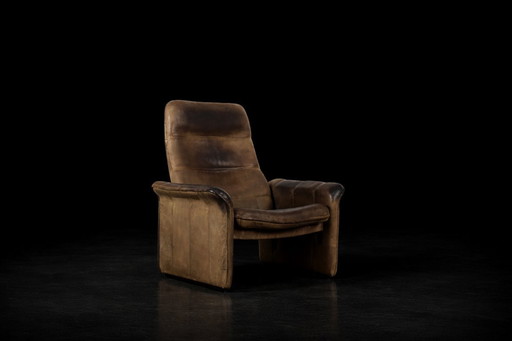 Original Vintage Brutalist Buffalo Leather DS-50 Lounge Chair by De Sede, 1970s