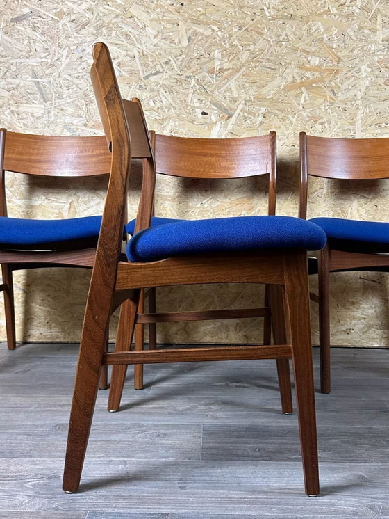 Image 1 of 4x 60's 70's Teak Chair Chaise Dining Chair Danish Modern Design Denmark