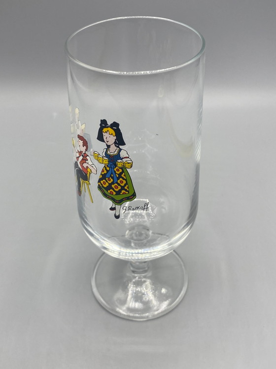 Bierglas op voet – Zeefdruk van J. Ratkoff – Brouwerijscène in de Elzas – Glazen & Karaffen (photo 4 of 5)