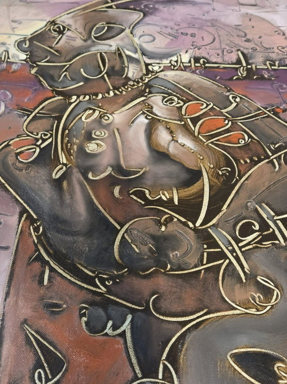 Image 1 of FABIO CUMAN (New Italian Figuration). "Warrior," 2011 - Oil on canvas, 80x40x4 cm