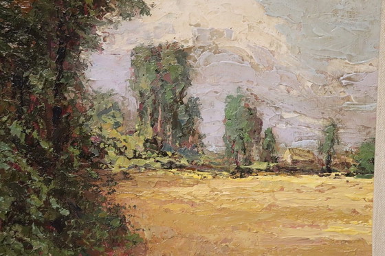 Image 1 of Campagne italienne, peinture à l'huile du 20e siècle, signée