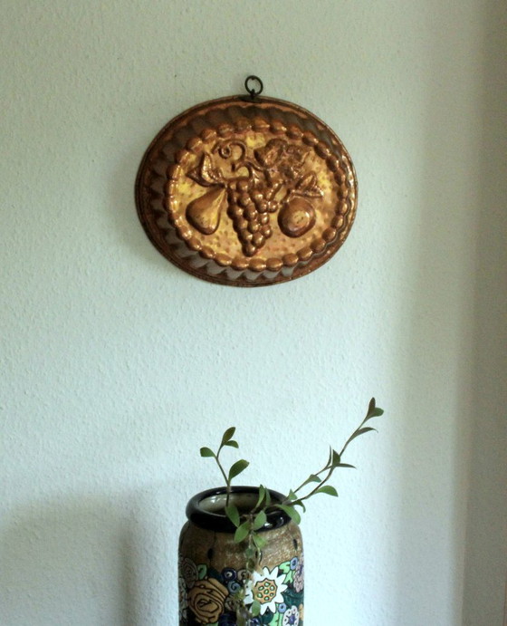 Large Copper Baking Mold with Hanging Hook from the 1960s - jelly mould, Decorative Objects, Metal, Red (photo 2 of 10)