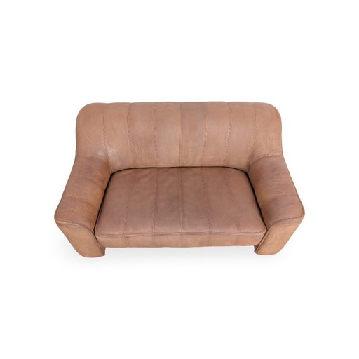 Original de Sede DS44 Zweisitzer Büffelleder Sofa Couch braun