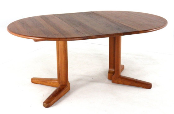 Image 1 of Deense ronde 2x verlengbare eettafel gerestaureerd vintage teak