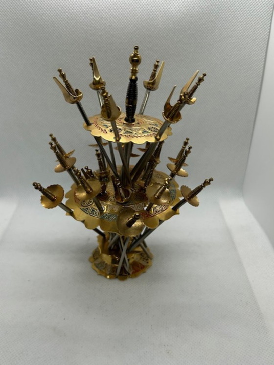 Image 1 of Bellissimo set vintage spagnolo di 24 spiedini a forma di spada di Toledo