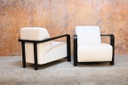 Deux fauteuils design Leolux Hemingway en cuir blanc