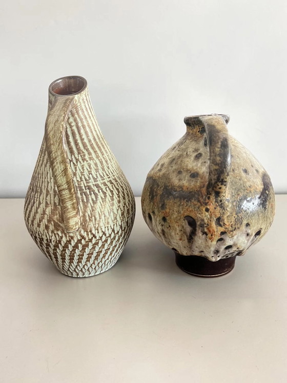 Vintage Ceramic Vases Set from West Germany | B&M Höhr Jug and Fat Lava Vase Bay Studio Pottery | Mid Century (photo 4 of 6)