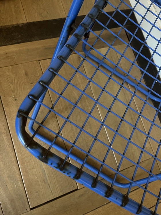 Image 1 of 3x Vintage folding chair by Niels Gammelgaard, two shades of blue and yellow