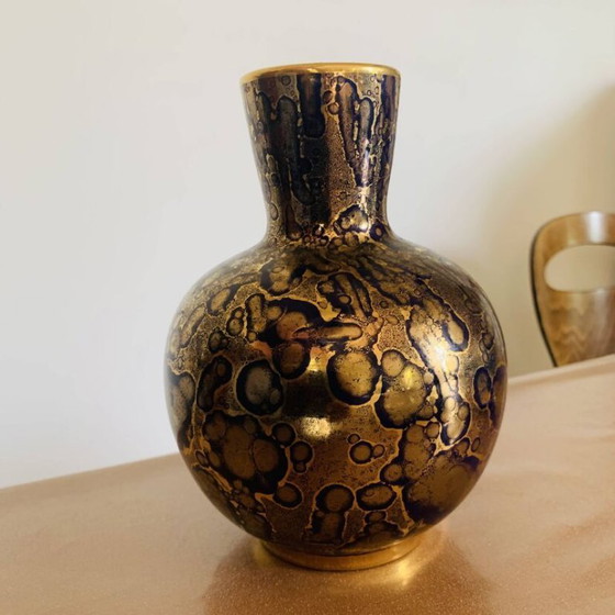 Image 1 of Blue and gold porcelain vase, Jean Mazeaud & Faverot, Ateliers JMF Sèvres